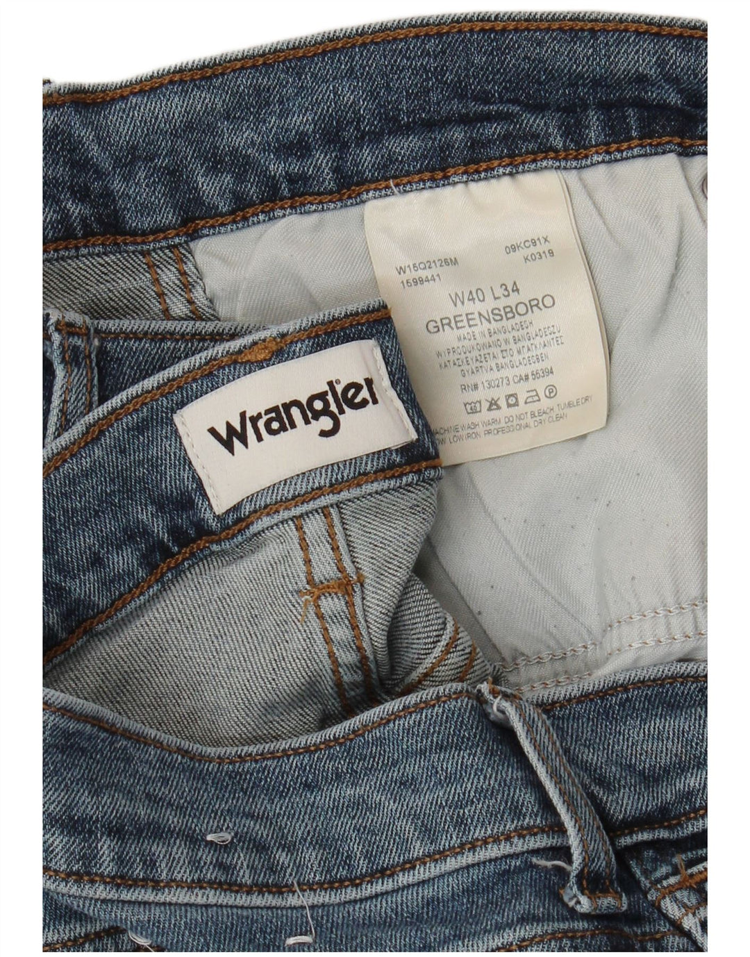 WRANGLER Mens Greensboro Straight Jeans W40 L34  Blue Cotton