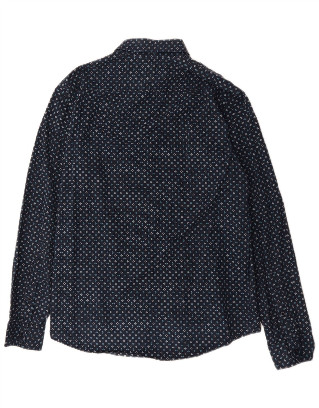 Jack Wills Mens Classic Fit Shirt Medium Navy Blue Geometric Cotton