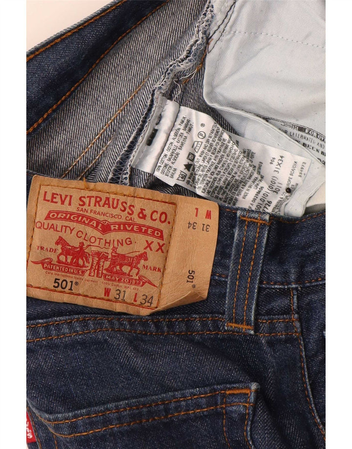 Levi's Mens 501 Straight Jeans W31 L34 Navy Blue Cotton