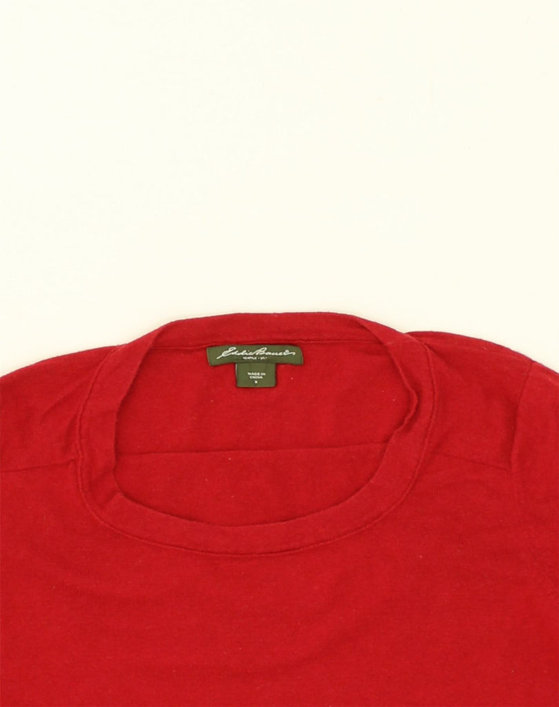 EDDIE BAUER Womens Crew Neck Jumper Sweater UK 10 Small Red Cotton | Vintage Eddie Bauer | Thrift | Second-Hand Eddie Bauer | Used Clothing | Messina Hembry 