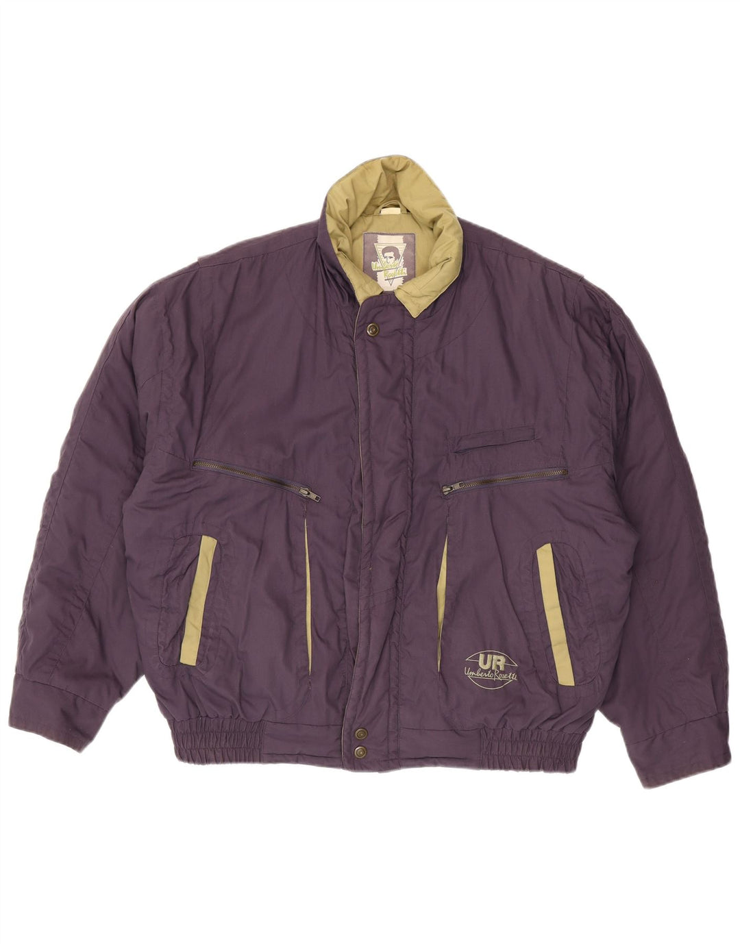 Umberto Rosetti Mens Padded Jacket UK 42 XL Purple Polyester