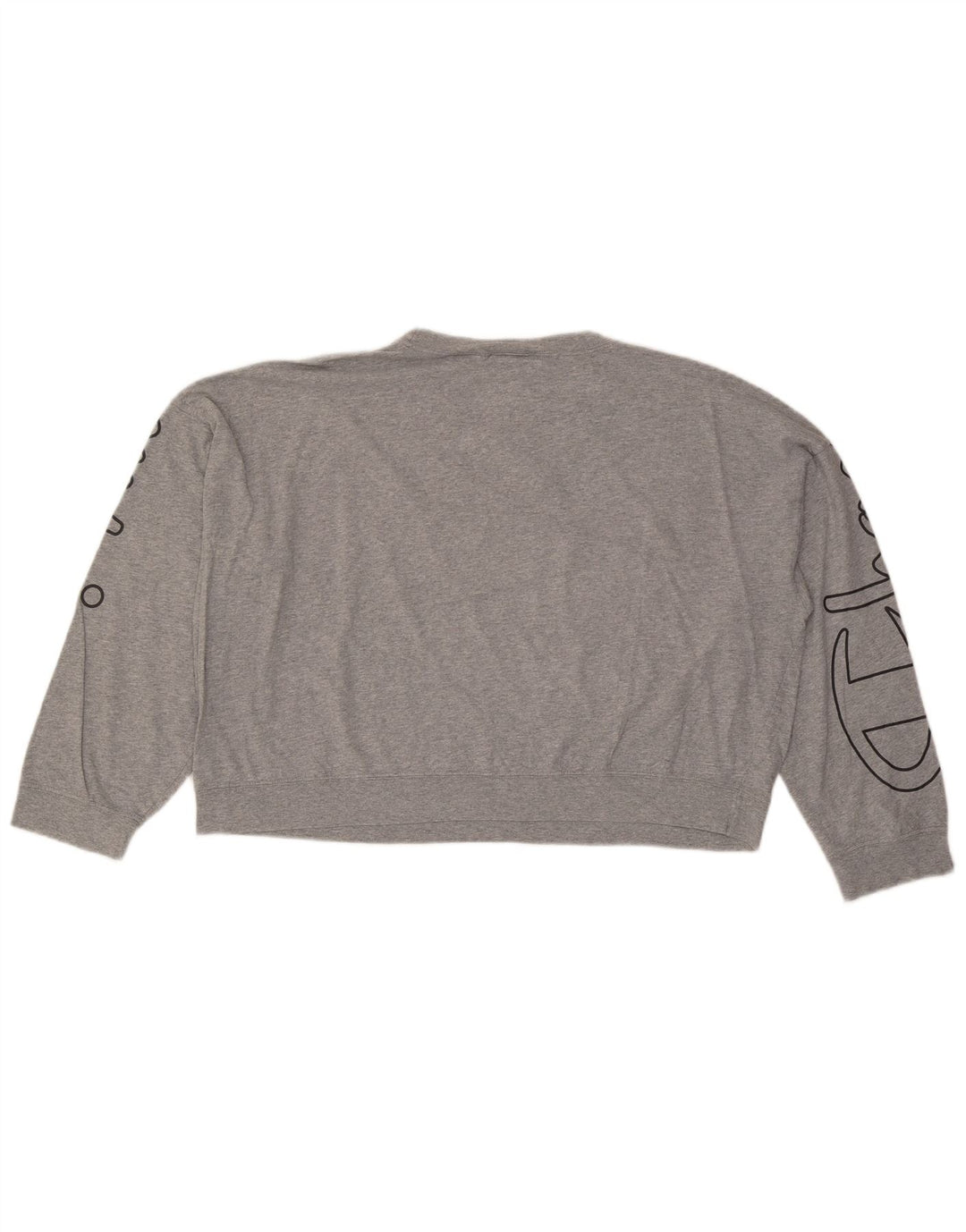CHAMPION Womens Crop Graphic Oversized Sweatshirt Jumper UK 6 XS Grey