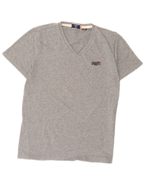 Superdry Womens T-Shirt Top UK 18 XL Grey Flecked Cotton