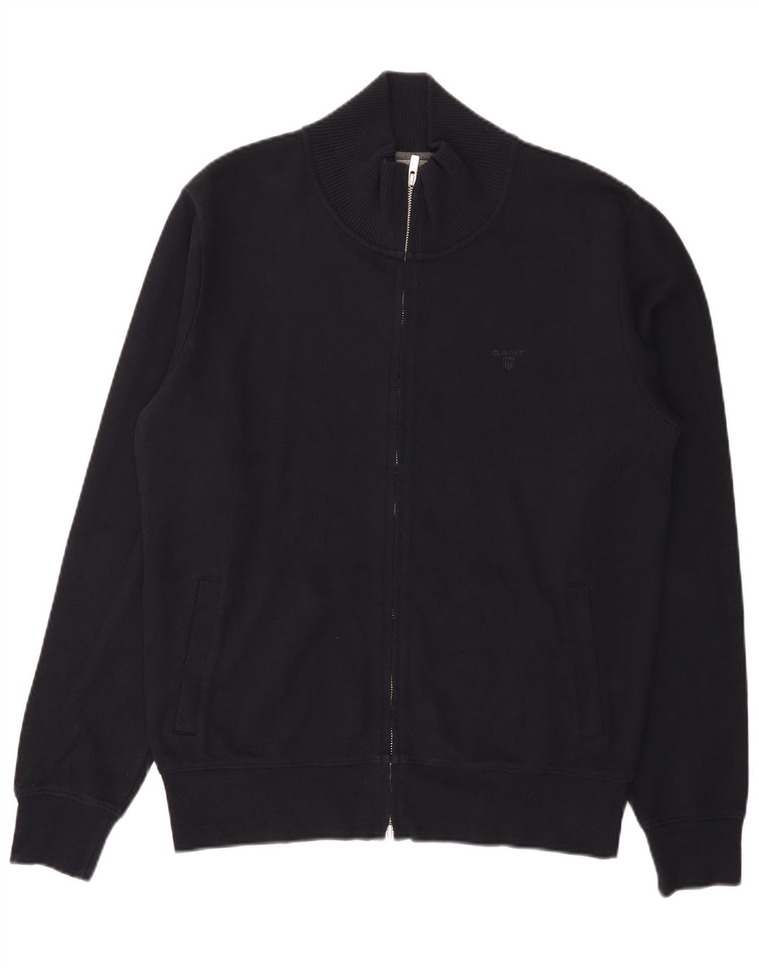 Gant Mens Full Zip Cardigan Sweater Large Navy Blue Cotton