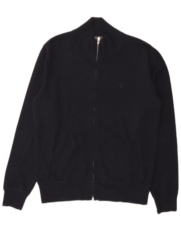 Gant Mens Full Zip Cardigan Sweater Large Navy Blue Cotton
