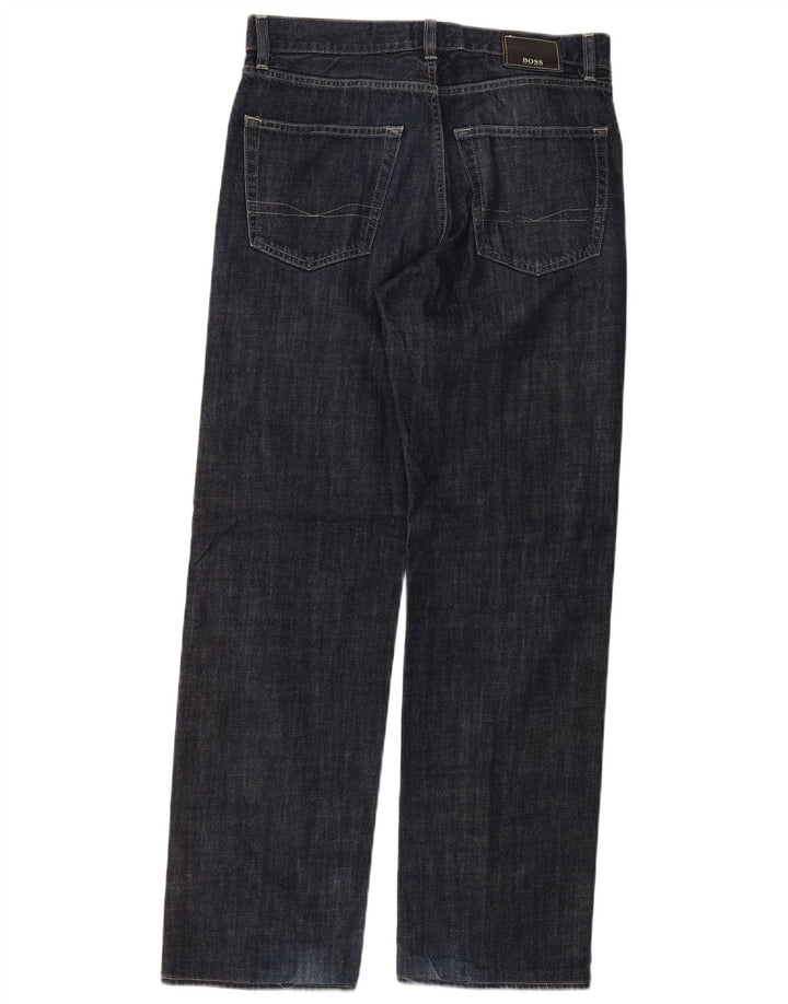 Hugo Boss Mens Straight Jeans W32 L32 Navy Blue Cotton