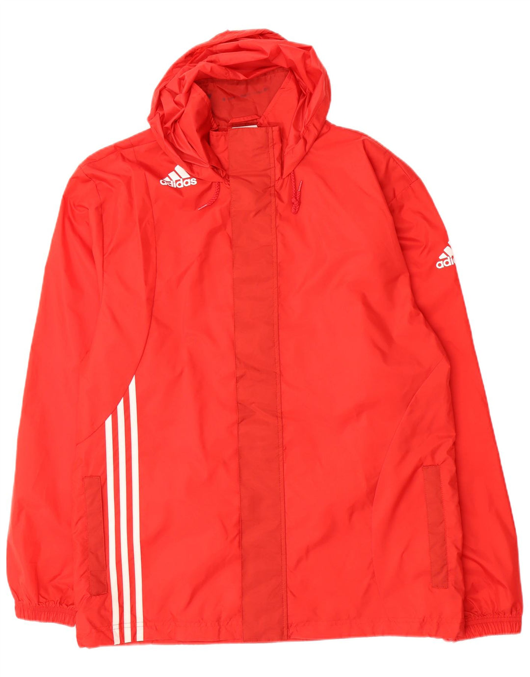 ADIDAS Mens Graphic Hooded Rain Jacket UK 40 Large Red Nylon