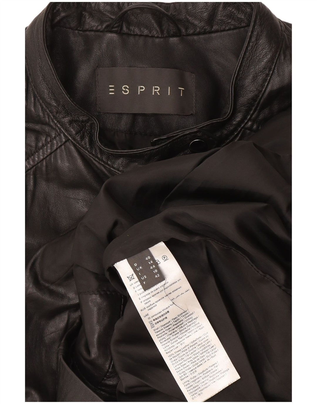 Esprit Womens Leather Jacket UK 14 Large Black Leather