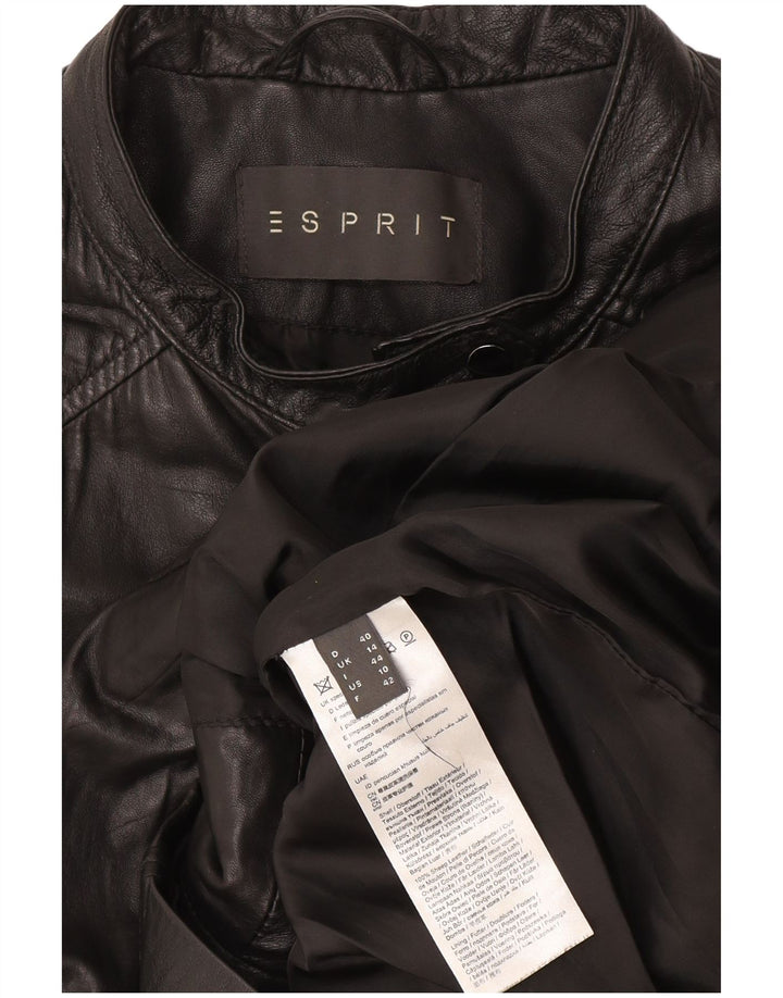 Esprit Womens Leather Jacket UK 14 Large Black Leather