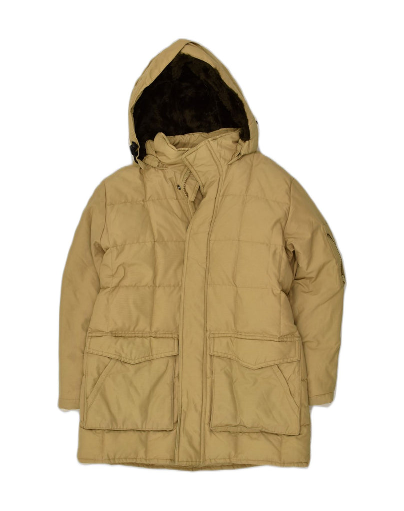 WOOLRICH Womens Hooded Padded Coat UK 8 Small Beige Nylon | Vintage Woolrich | Thrift | Second-Hand Woolrich | Used Clothing | Messina Hembry 