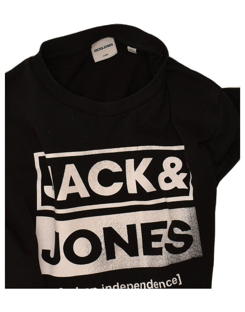 JACK & JONES Mens Graphic Sweatshirt Jumper Medium Black Cotton | Vintage Jack & Jones | Thrift | Second-Hand Jack & Jones | Used Clothing | Messina Hembry 