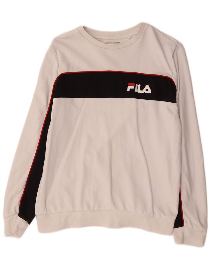 Fila Mens Graphic Sweatshirt Jumper Small White Colourblock