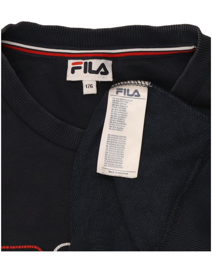 Fila Boys Graphic Sweatshirt Jumper 15-16 Years Navy Blue Cotton