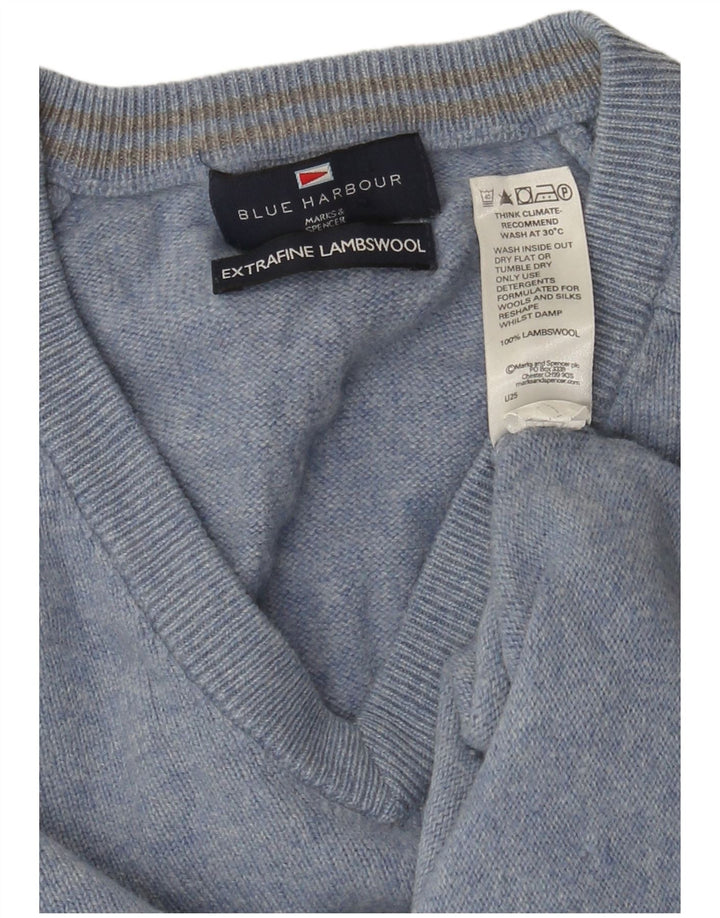 Marks & Spencer Mens Blue Harbour V-Neck Jumper Sweater Medium Blue