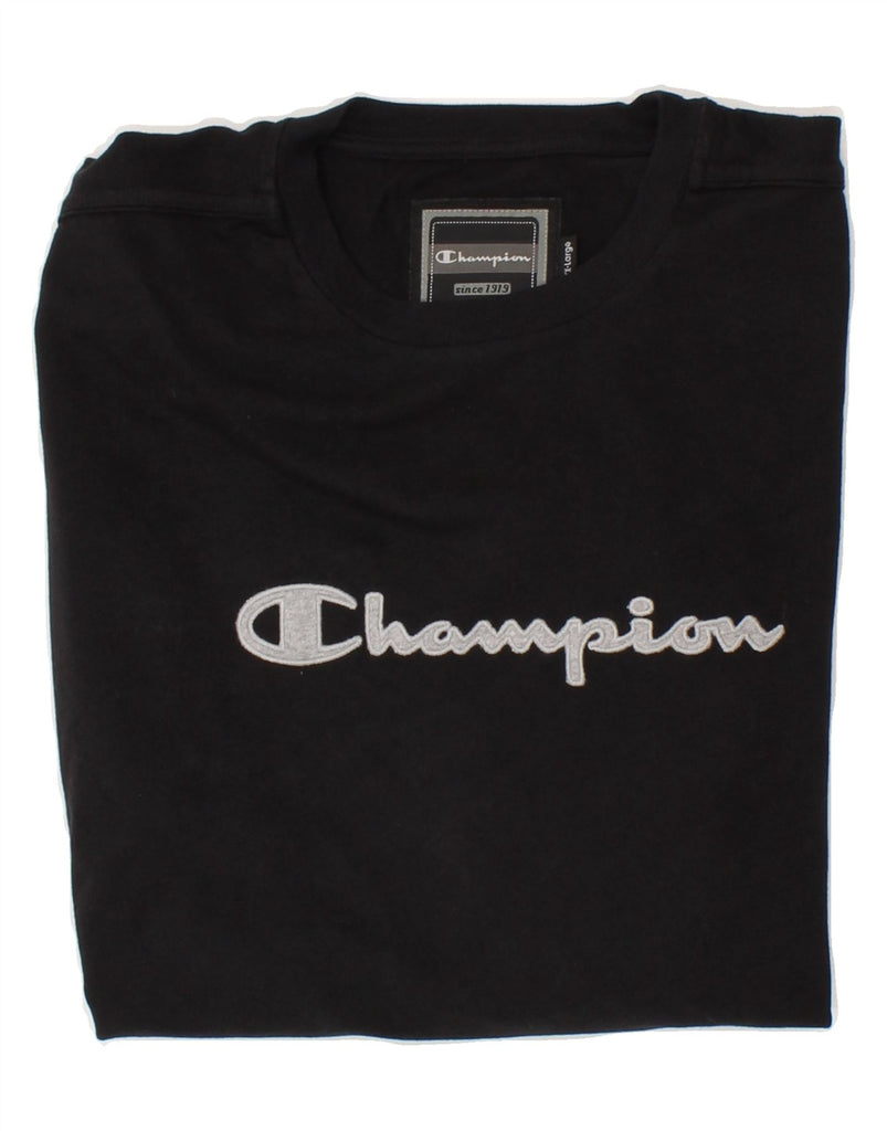 CHAMPION Mens Graphic Top Long Sleeve 2XL Black Cotton Vintage Champion and Second-Hand Champion from Messina Hembry 