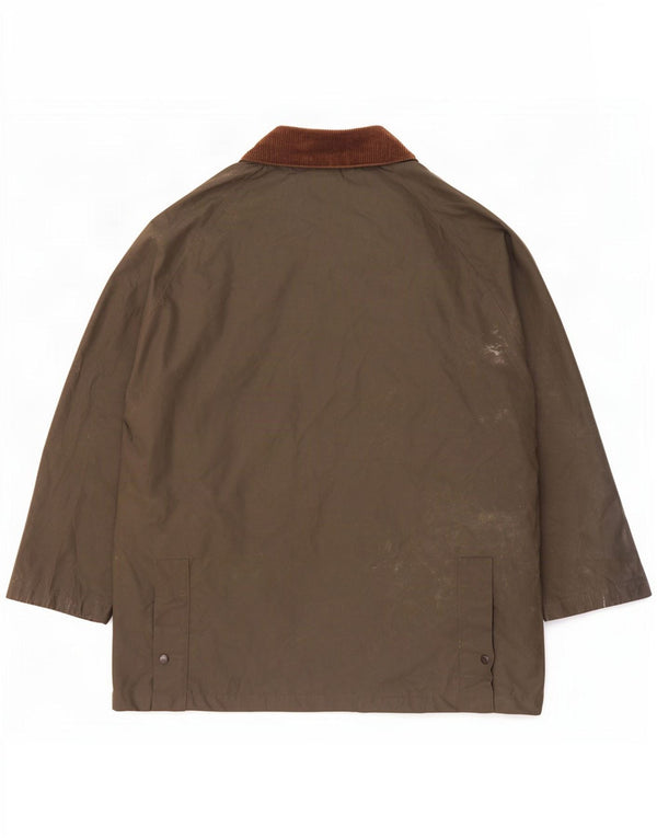 Brugi Mens Waxed Cotton Jacket UK 40 Large Khaki Colourblock