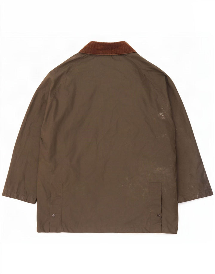 Brugi Mens Waxed Cotton Jacket UK 40 Large Khaki Colourblock