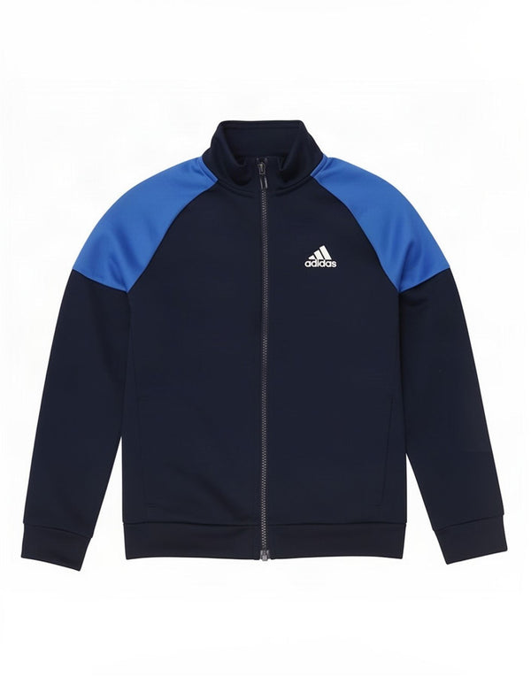 Adidas Boys Graphic Tracksuit Top Jacket 9-10 Years Navy Blue Colourblock