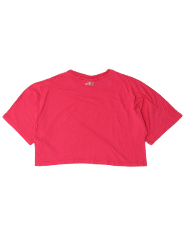 Fila Womens Crop Graphic T-Shirt Top UK 14 Medium Pink Cotton