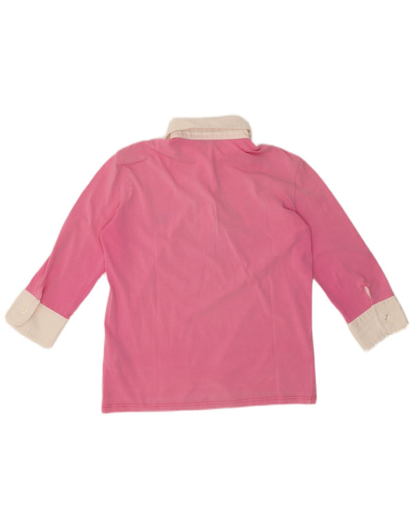 Fred Perry Girls 3/4 Sleeve Polo Shirt 13-14 Years XL Pink Colourblock