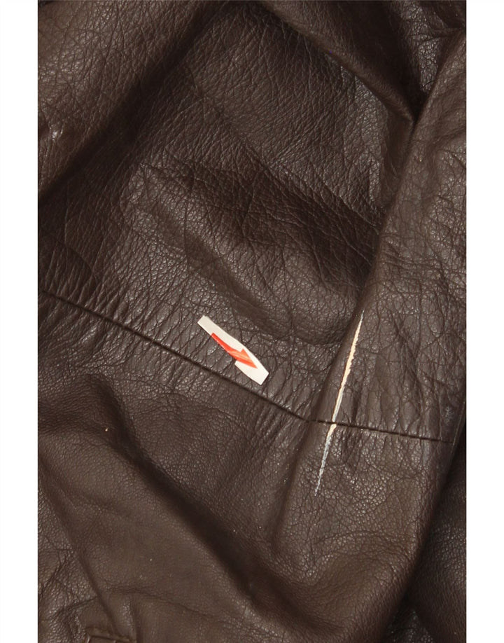 Vintage Womens Leather Jacket UK 22 3XL Brown