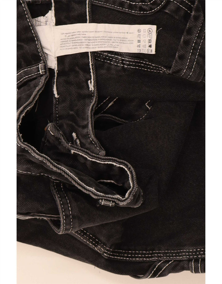 Pull & Bear Mens STWD Cargo Denim Shorts EU 36 Small W29 Black Cotton