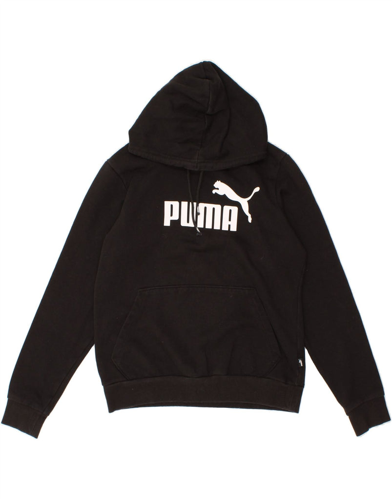 PUMA Womens Graphic Hoodie Jumper UK 12 Medium Black Cotton Vintage Puma and Second-Hand Puma from Messina Hembry 