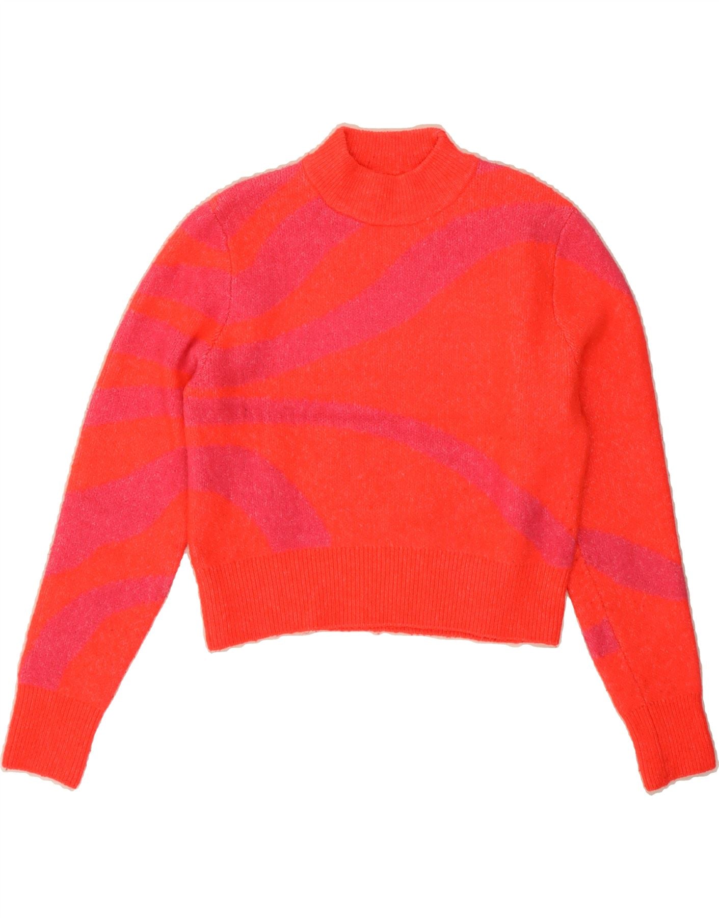 ZARA Womens Crop Turtle Neck Jumper Sweater UK 10 Small Red