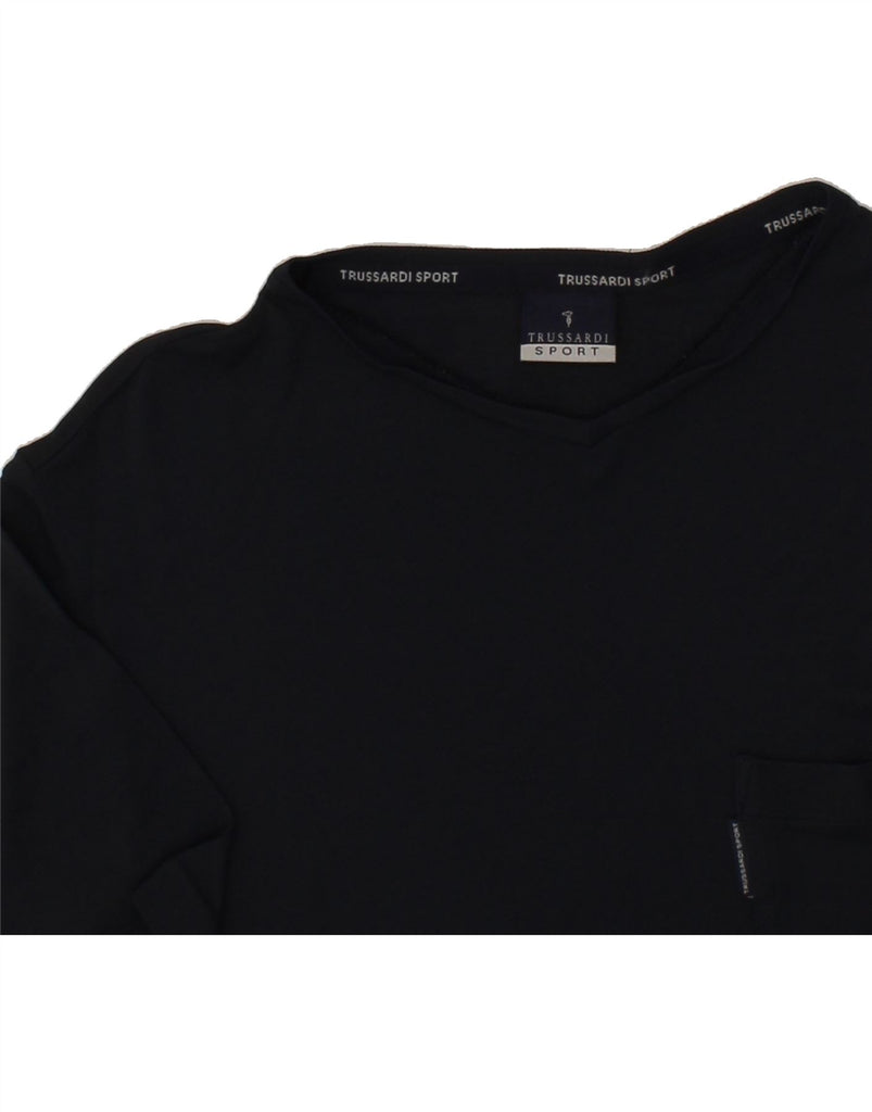 TRUSSARDI Mens T-Shirt Top Medium Navy Blue Acetate Vintage Trussardi and Second-Hand Trussardi from Messina Hembry 