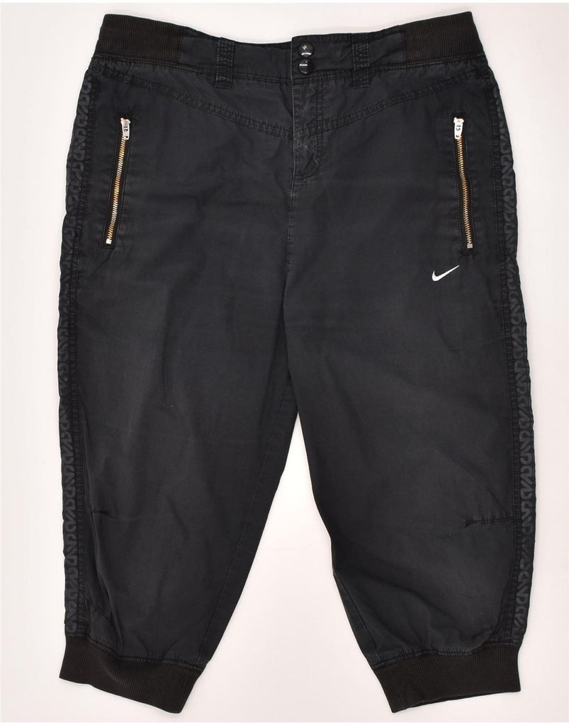 NIKE Womens Joggers Capri Trousers UK 12 Medium W30 L17 Navy Blue Cotton | Vintage Nike | Thrift | Second-Hand Nike | Used Clothing | Messina Hembry 