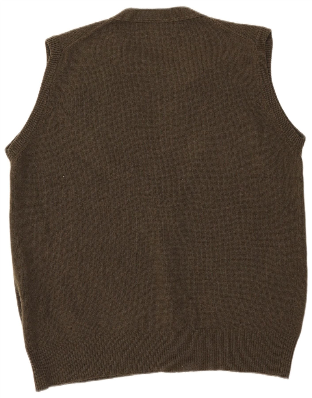 Barbour Mens Sleeveless Cardigan Sweater Large Khaki Wool
