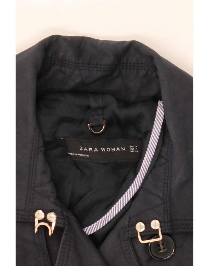 Zara Womens Trench Coat UK 12 Medium Navy Blue