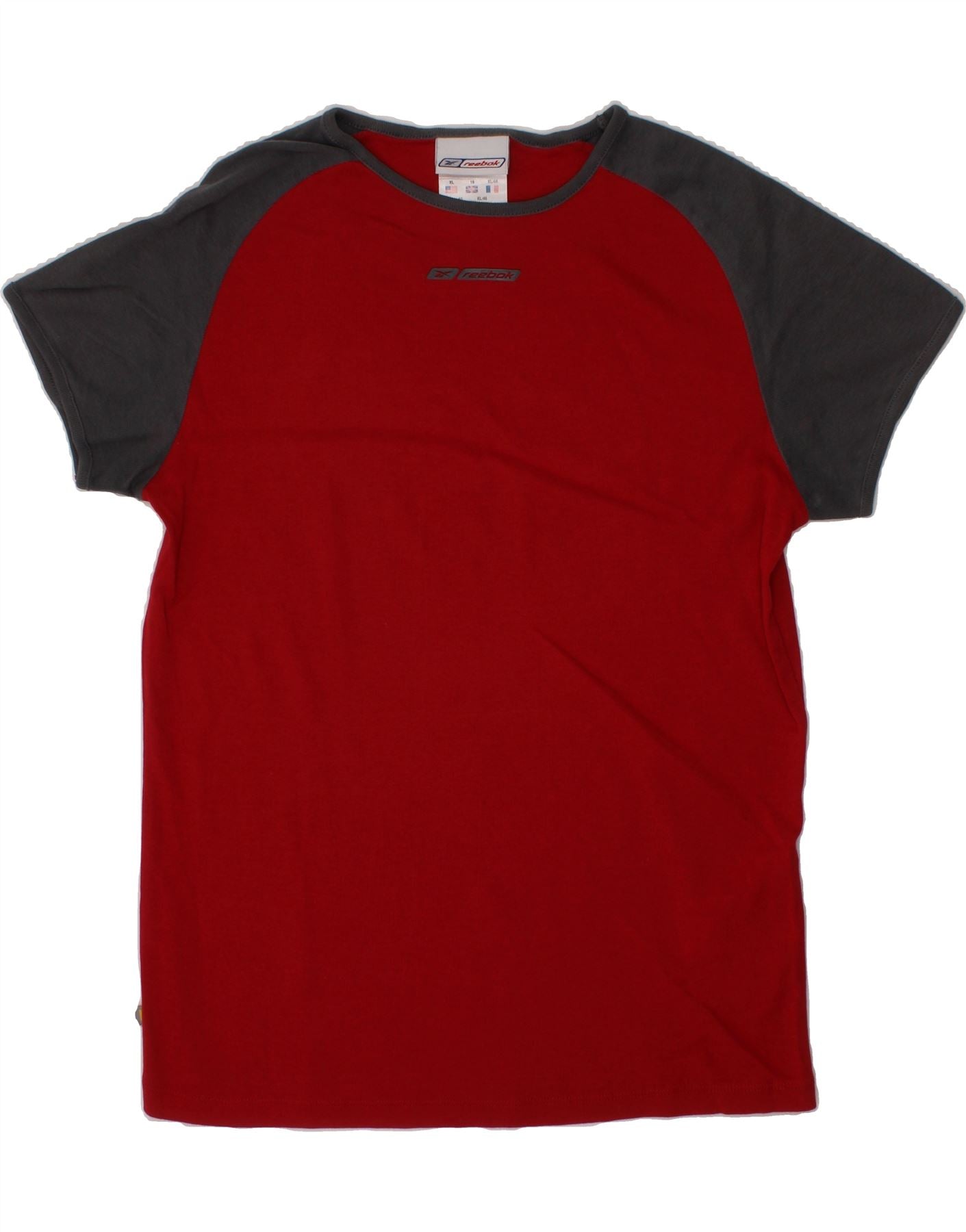 REEBOK Womens T-Shirt Top UK 16 Large  Red Colourblock Sports Vintage Reebok and Second-Hand Reebok from Messina Hembry 