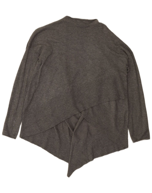 Zara Womens Oversized Asymmetric Open Cardigan Sweater UK 10 Small Grey