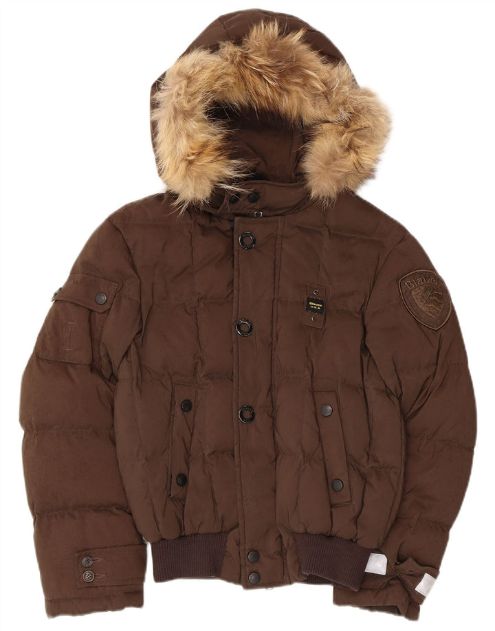 Blauer Boys Hooded Padded Jacket 9-10 Years Brown Polyester