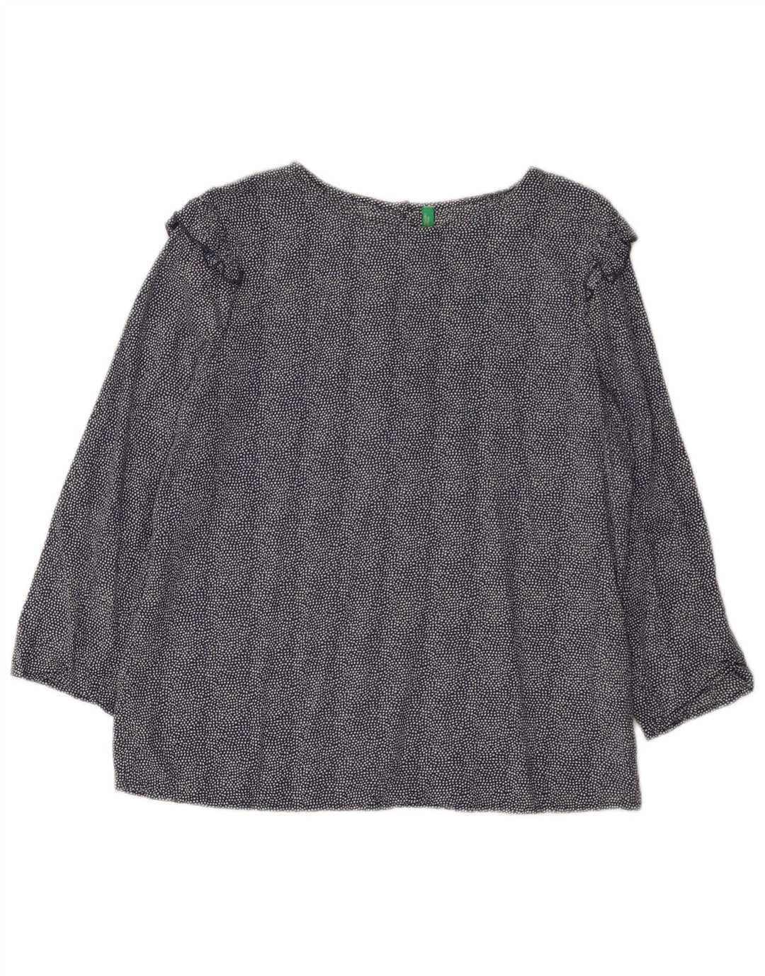 Benetton Womens 3/4 Sleeve Blouse Top UK 14 Medium Navy Blue Spotted Modal