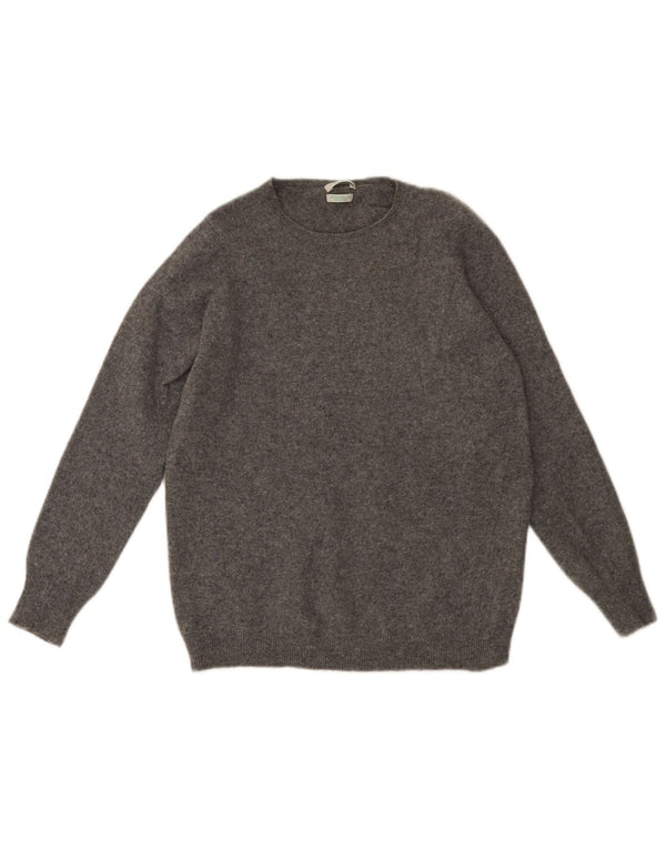 Benetton Girls Crew Neck Jumper Sweater 11-12 Years Grey Flecked
