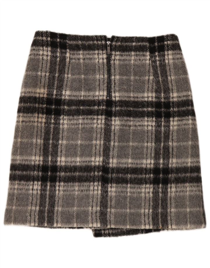 Marks & Spencer Womens Mini Skirt UK 12 Medium W32  Grey Check Acrylic