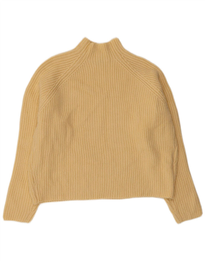 ZARA Womens Crop Oversized Turtle Neck Jumper Sweater UK 10 Small Yellow