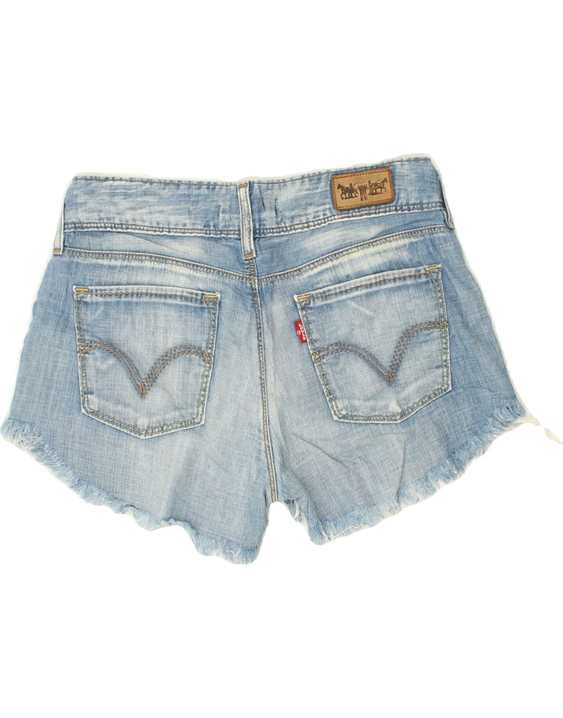 LEVI'S Womens Distressed Denim Shorts W29 Medium Blue Patchwork Cotton | Vintage Levi's | Thrift | Second-Hand Levi's | Used Clothing | Messina Hembry 