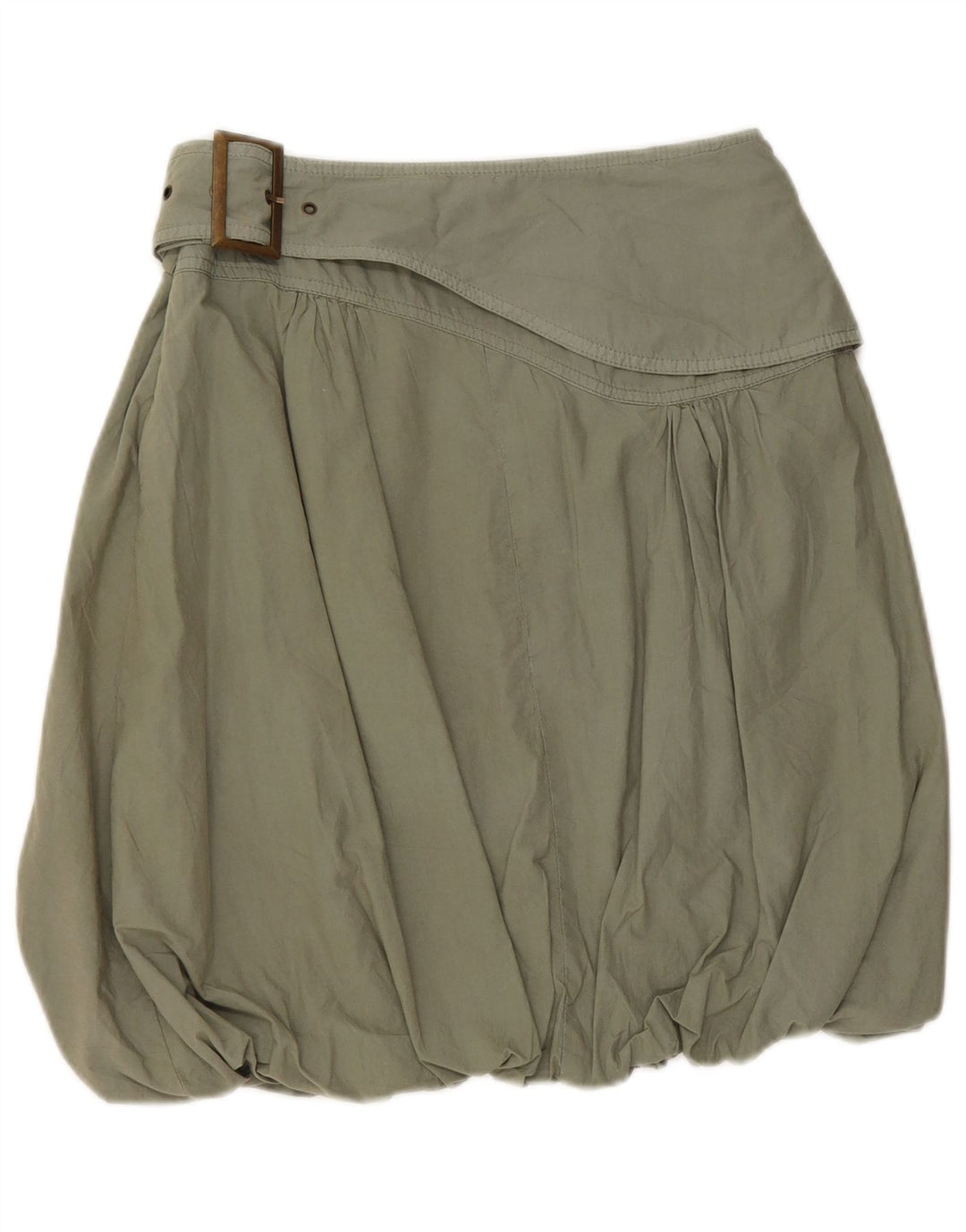 Desigual Womens Graphic Bubble Skirt EU 36 Small W28 Khaki Cotton