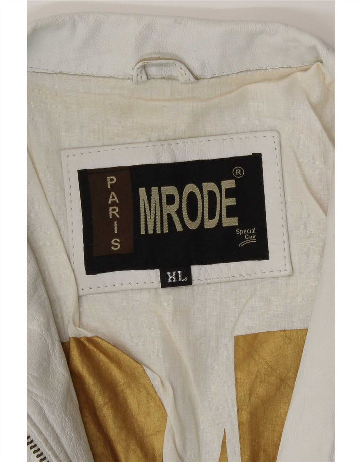 Vintage Womens Biker Leather Jacket UK 18 XL White Leather