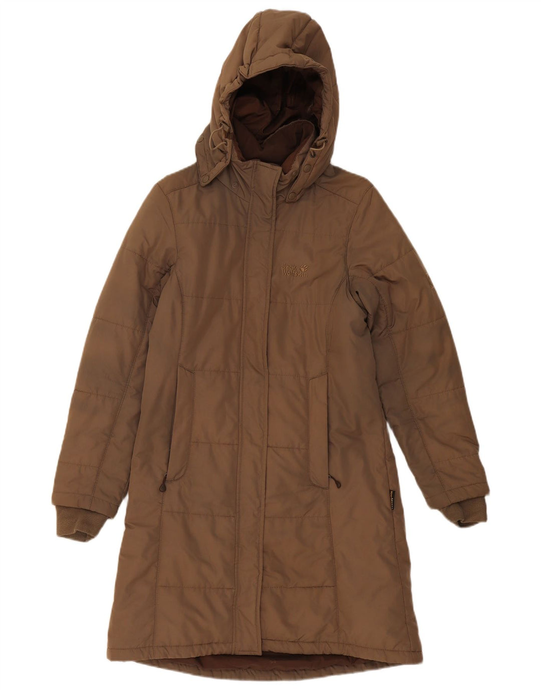 Jack Wolfskin Womens Hooded Padded Coat UK 8 Small Brown Polyester