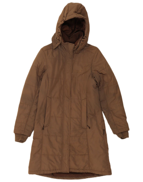 Jack Wolfskin Womens Hooded Padded Coat UK 8 Small Brown Polyester
