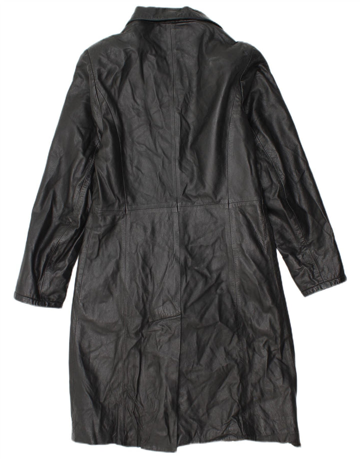Roberta Ferrini Womens Leather Coat IT 44 Medium Black Leather
