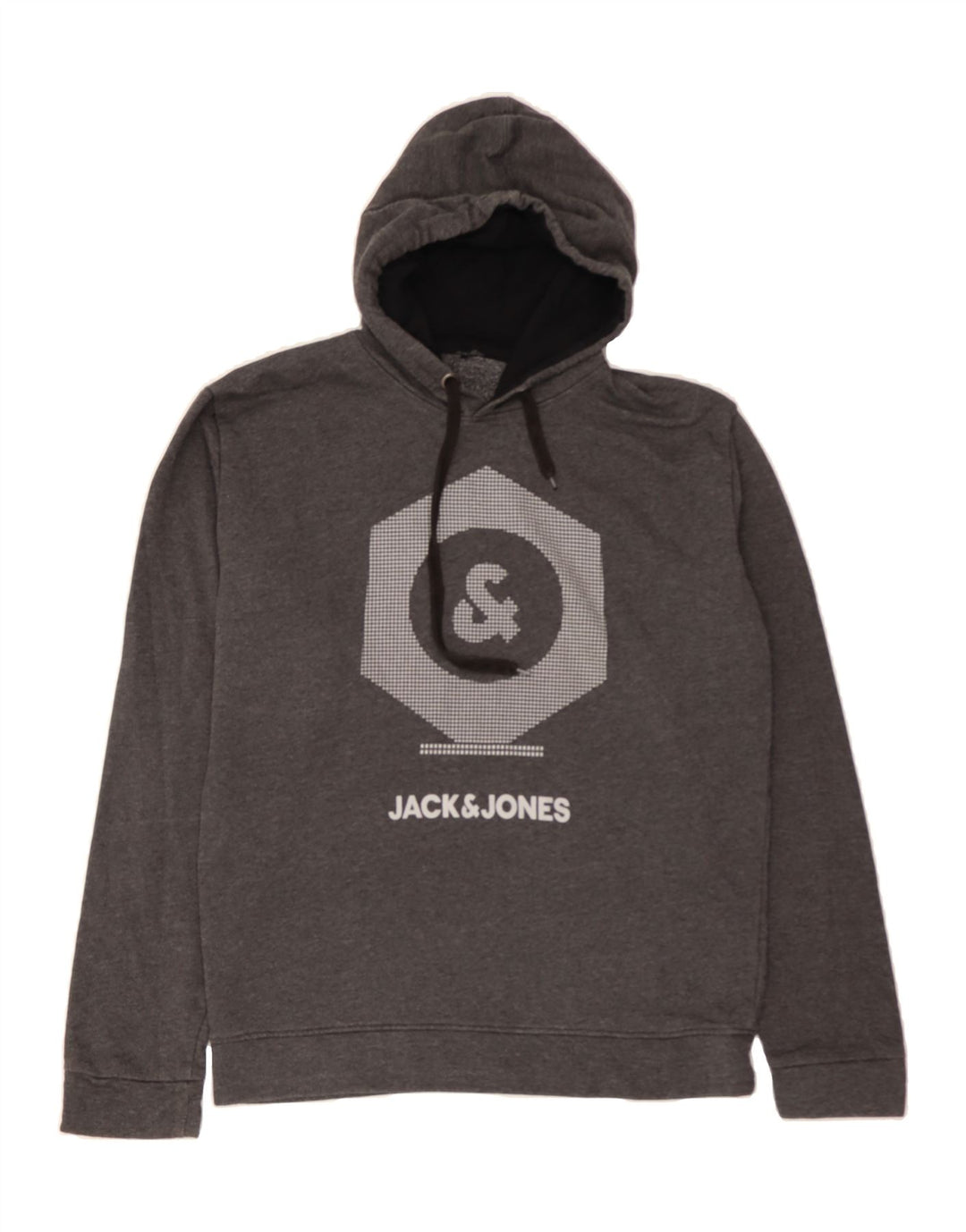 JACK & JONES Mens Graphic Hoodie Jumper Large Grey Cotton Vintage Jack & Jones and Second-Hand Jack & Jones from Messina Hembry 