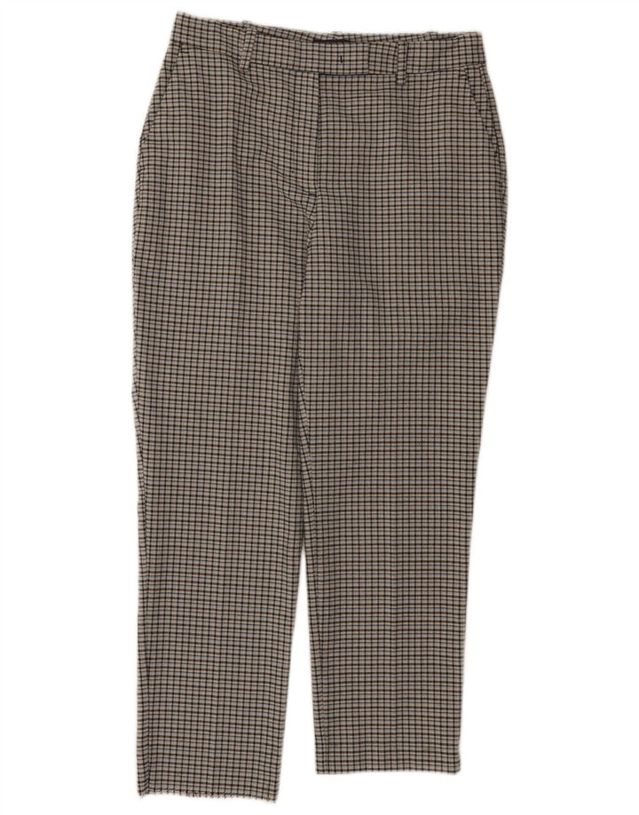 Marks & Spencer Womens Cropped Trousers UK 10 Small W30 L24 Grey Check