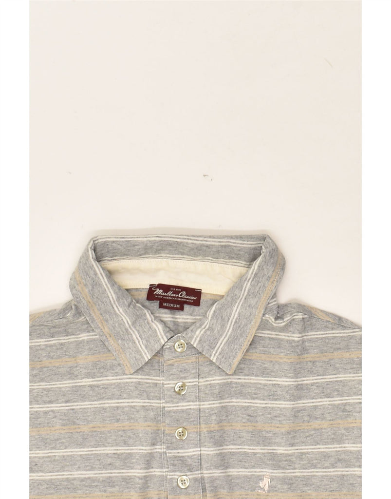 MARLBORO CLASSICS Mens Polo Shirt Medium Grey Striped Cotton | Vintage Marlboro Classics | Thrift | Second-Hand Marlboro Classics | Used Clothing | Messina Hembry 