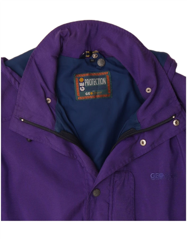 GEO SPIRIT Mens Loose Fit Hooded Utility Jacket IT 48 Medium Purple