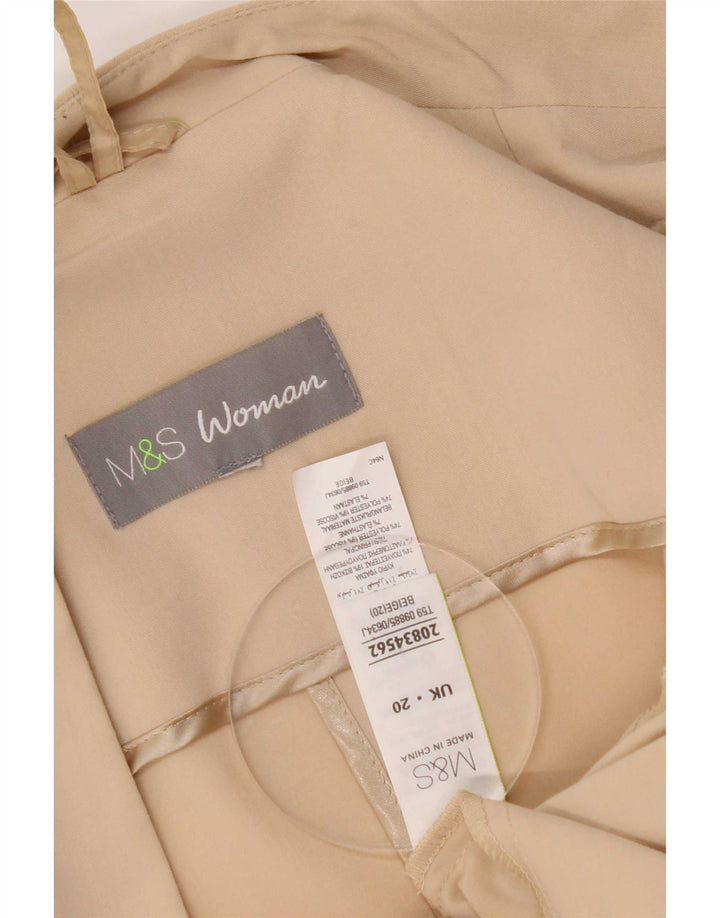 Marks & Spencer Womens Open Blazer Jacket UK 20 2XL Beige Polyester